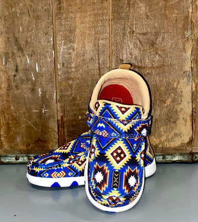 Twisted X Kids Blue Aztec Driving Moccasin