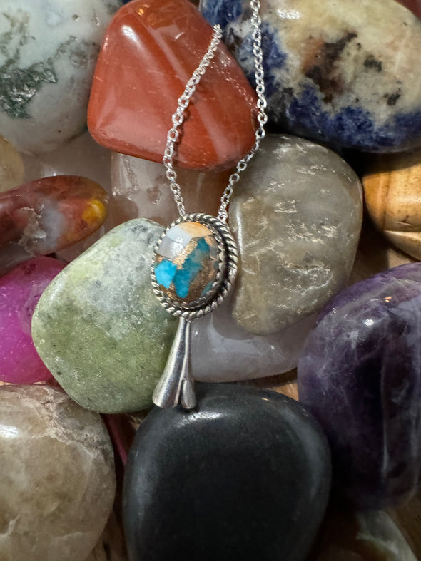 Spiny Turquoise Squash Blossom Necklace