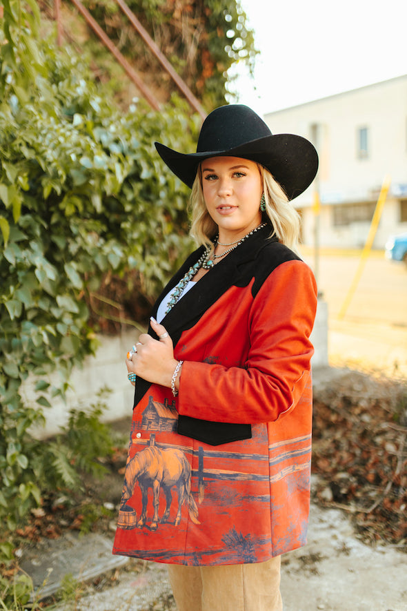 Vintage Horse Printed Blazer