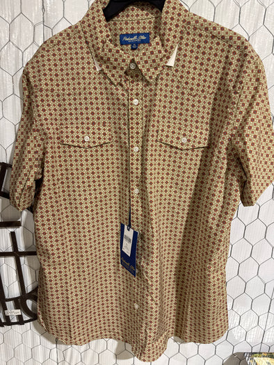 Panhandle Slim Medallion Short Sleeve Gold Button Up