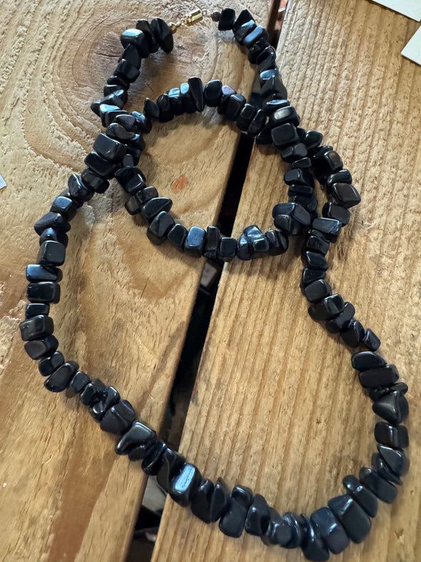 Black Obsidian Fettish Earrings and Necklace