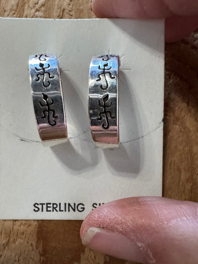 Sterling Scorpion Etched Hoops