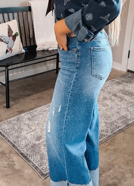 Mid Wash Cuffed Trouser