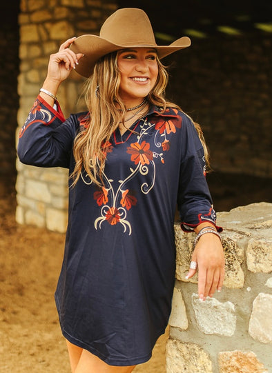 Navy Horse Printed Dress