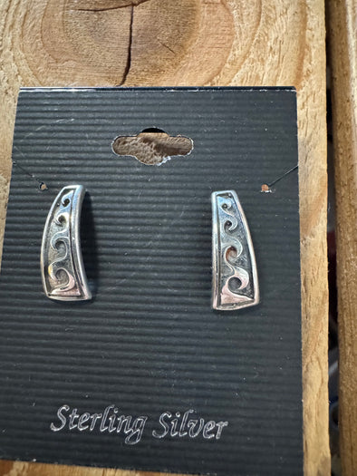 Sterling Etched Curved Studs