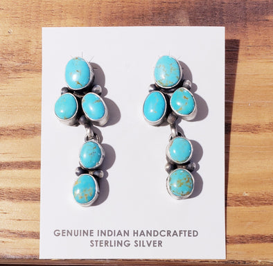 Cluster Dangle Turquoise Stud Earrings