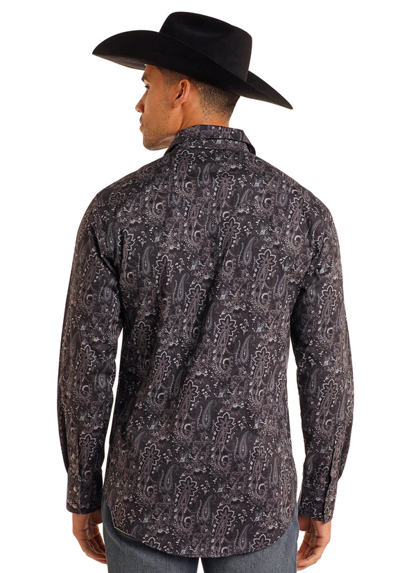 Rock N Roll Paisley Long Sleeve Snap