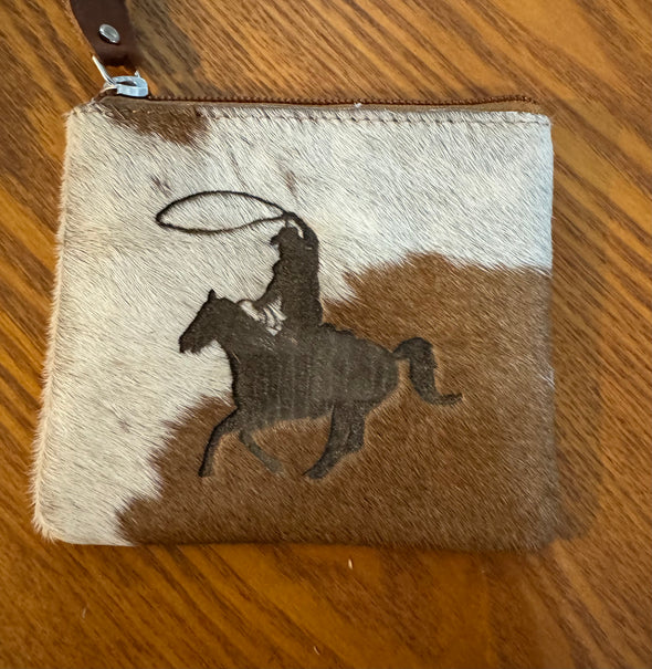 Cowhide Printed Zippered Pouch