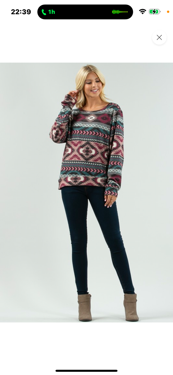 Tribal Printed Lightweight Sweatshirt