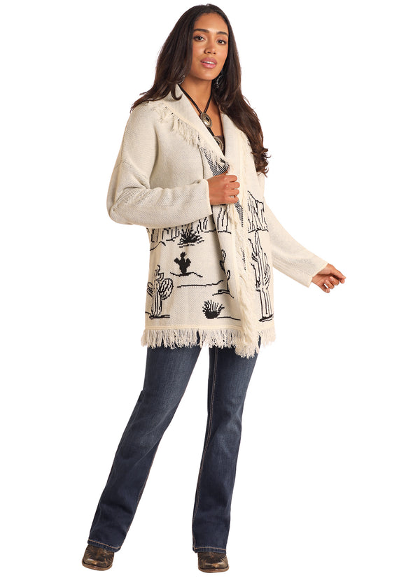 Rock N Roll Fringed Desertscape Sweater