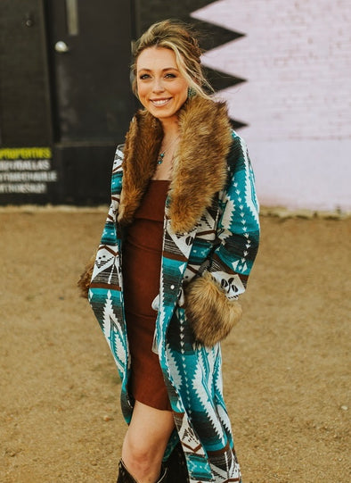 Long Aztec Jacket with Fur