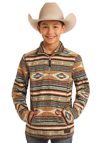 Rock N Roll Kid'sPrinted Berber Stripe Pullover