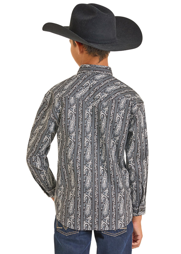 Boys Rock N Roll LS Pearl Snap