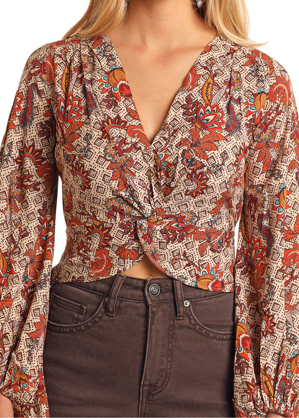 Rock N Roll Knotted Floral Blouse