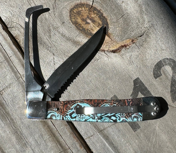 WB Tooled Country Hoofpick Knife with Clip