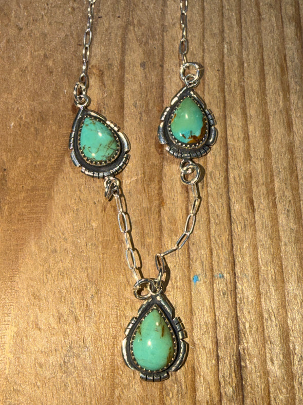 Christina Yazzie 3 Stone Teardrop Necklace