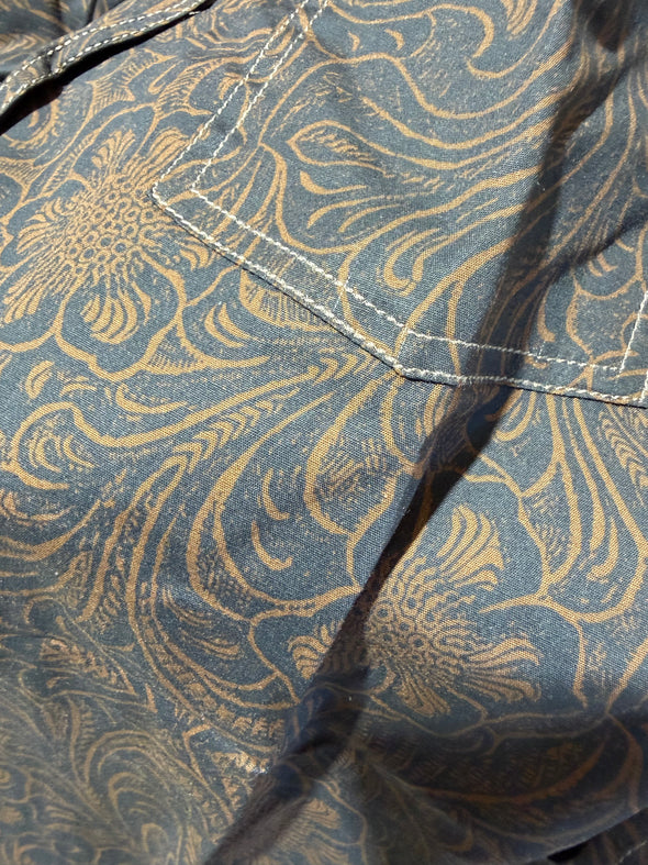 Cowboy Hardware Tooled Print  L/S Snap Shirt
