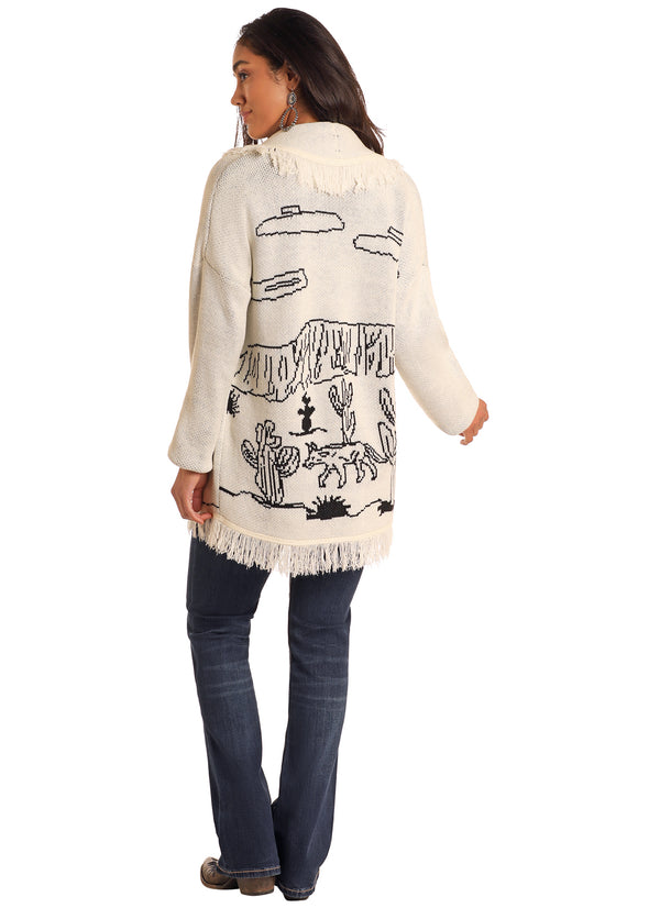 Rock N Roll Fringed Desertscape Sweater