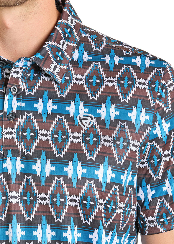 Men’s Aztec Rock N Roll Denim polo