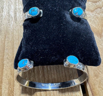 Reverse cuff  2 stone Kingman  turquoise bracelet