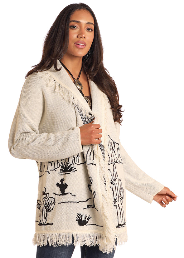 Rock N Roll Fringed Desertscape Sweater