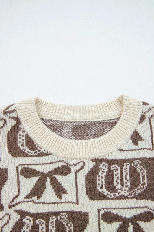 Western Bow and Horseshoe Print Sweater