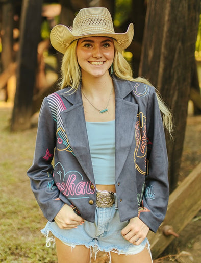 Grey Suede Western Blazer