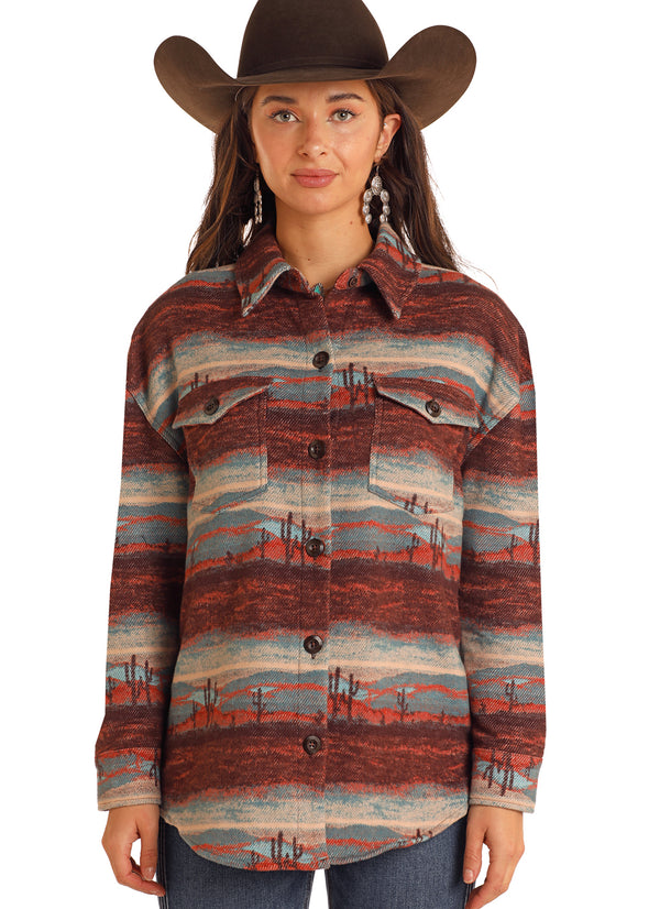 Rock N Roll Scenery Jacquard Shirt Jacket