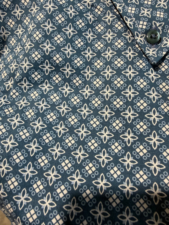 Cross Floral Long Sleeve Button Down