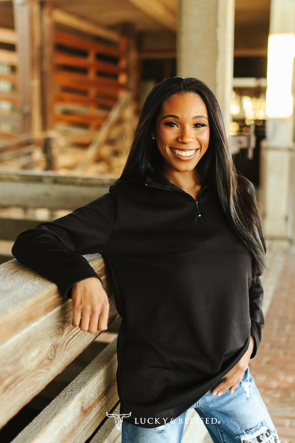 Black Quarter Zip Sweatshirt