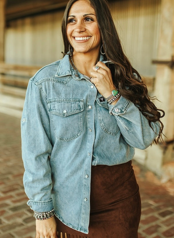 Denim Pearl Snap Shirts