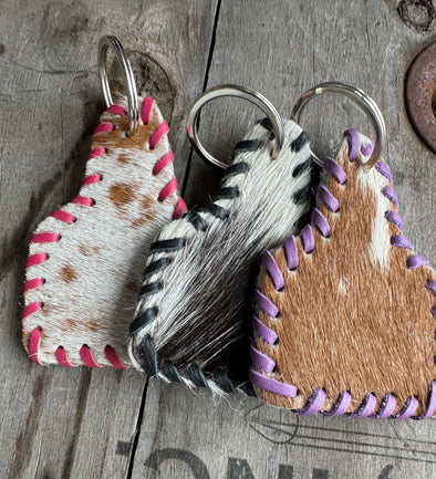 Leather Cowtag Keychain