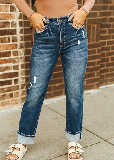 Highrise Boyfriend jeans with Tummy Control