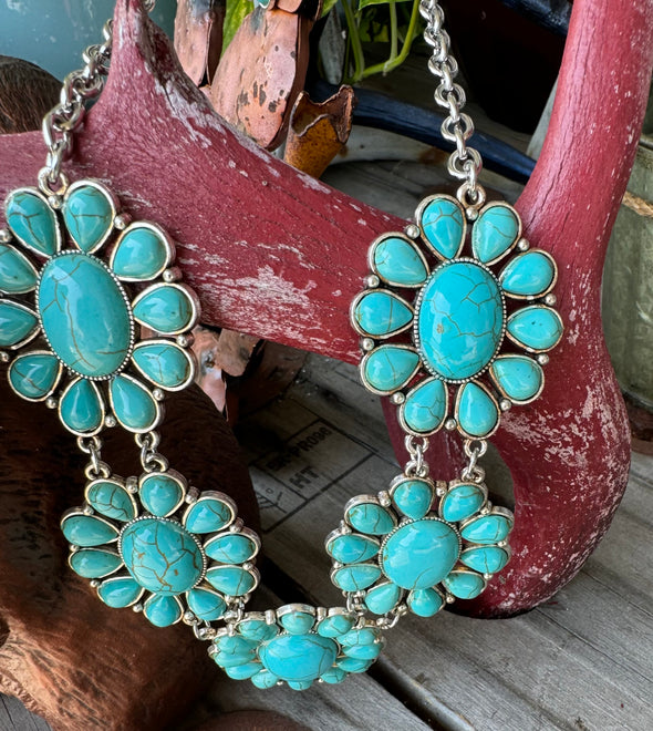 Turquoise Necklace and Earrings Fashion Set