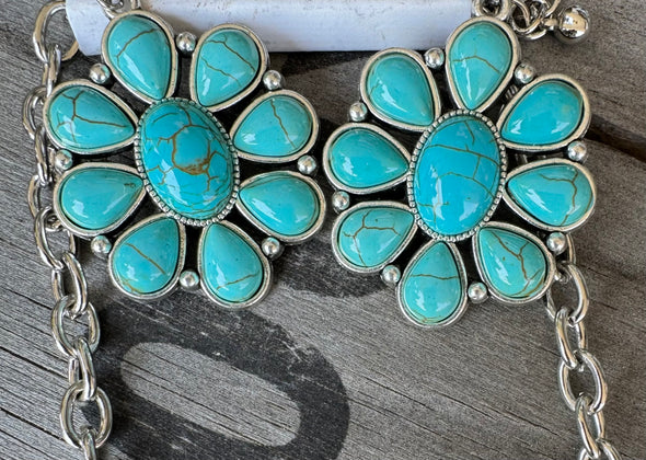 Turquoise Necklace and Earrings Fashion Set