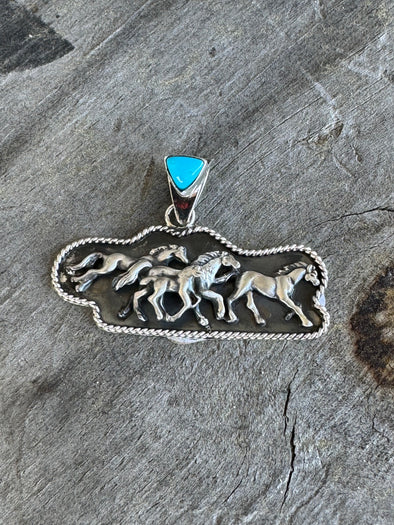 Native Made Sterling Horse Pendant