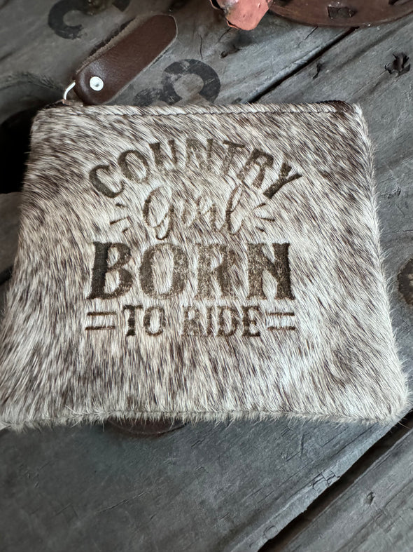 Cowhide Printed Zippered Pouch