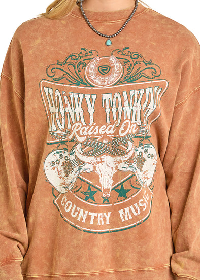 Rock & Roll Denim Women’s Graphic Honky Tonkin’ Sweatshirt￼