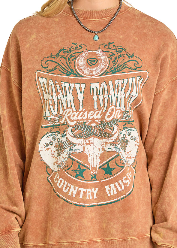 Rock & Roll Denim Women’s Graphic Honky Tonkin’ Sweatshirt￼