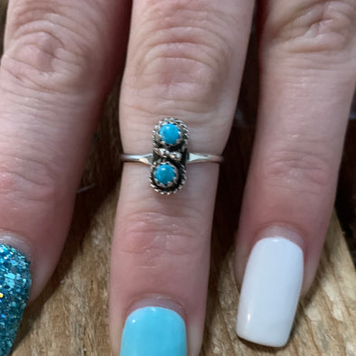Double Stone Dainty Turquoise Ring