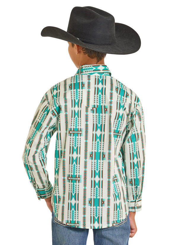 Rock N Roll Boys Aztec Print Pearl Snap