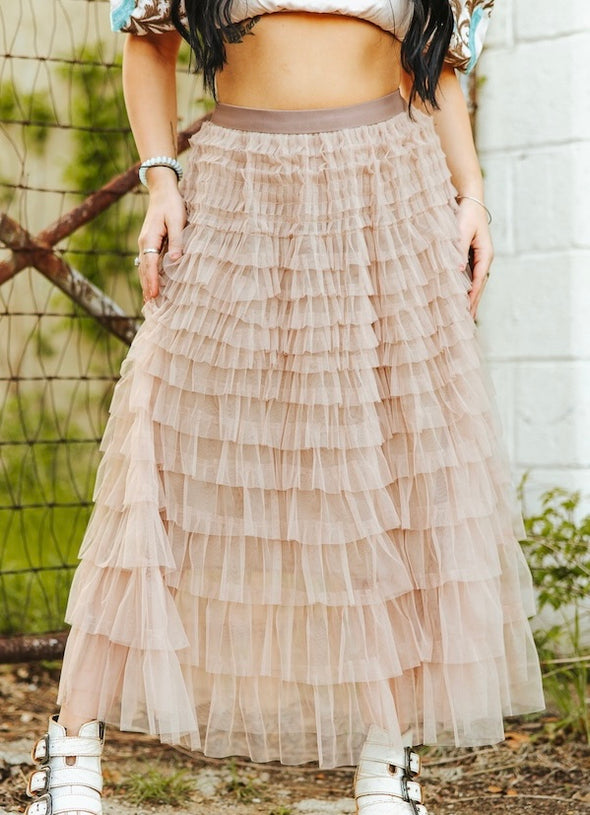 Ruffled Sheer Maxi Skirt