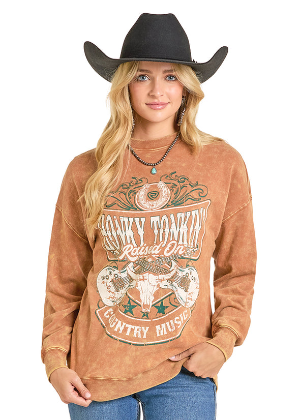 Rock & Roll Denim Women’s Graphic Honky Tonkin’ Sweatshirt￼