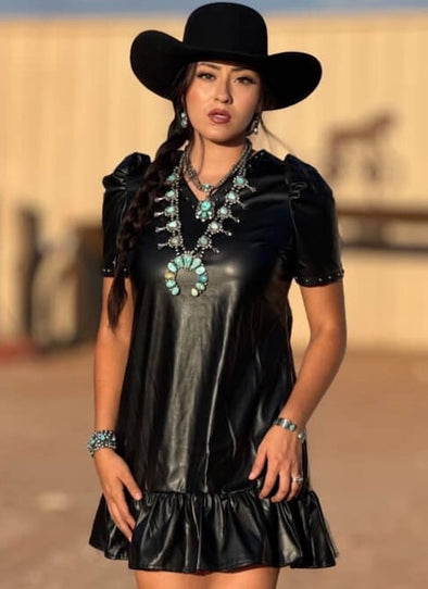 Black Faux Leather Dress