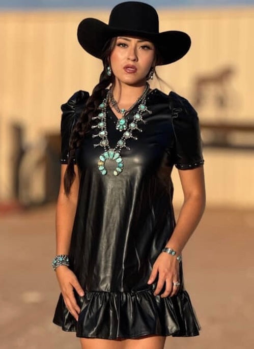 Black Faux Leather Dress