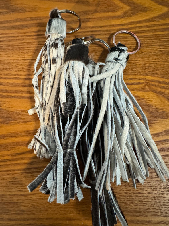 Fringed Cowhide Keychain