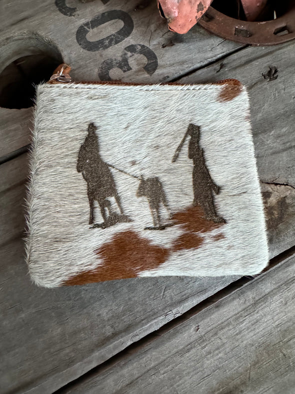 Cowhide Printed Zippered Pouch