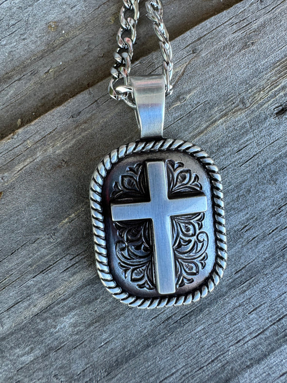 Western Scroll Cross Necklace