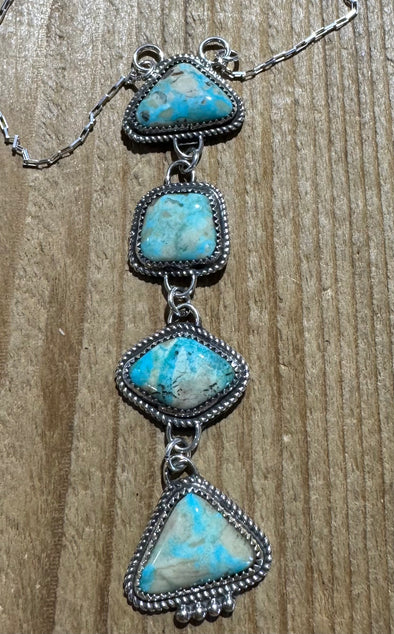 4 Stone Drop Arizona Green Turquoise Necklace