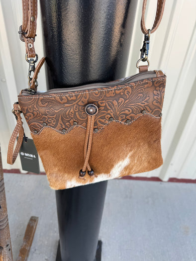 Myra Ornate Brown Handbag